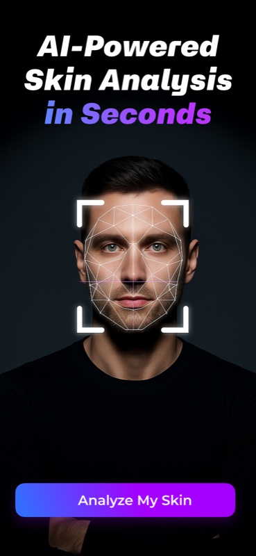 AI-powered facial scanning technology analyzing skin in seconds with advanced computer vision