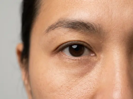 Hunter eye shape: deep set under the brow bone, upward outer corner, little visible lid