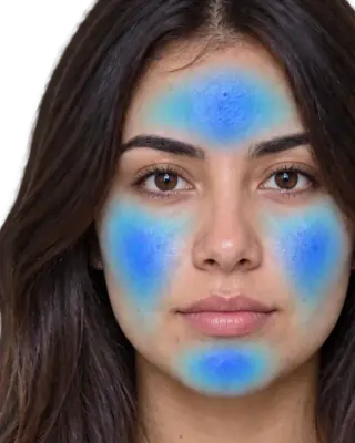 Hydration heatmap from the SkinPal app